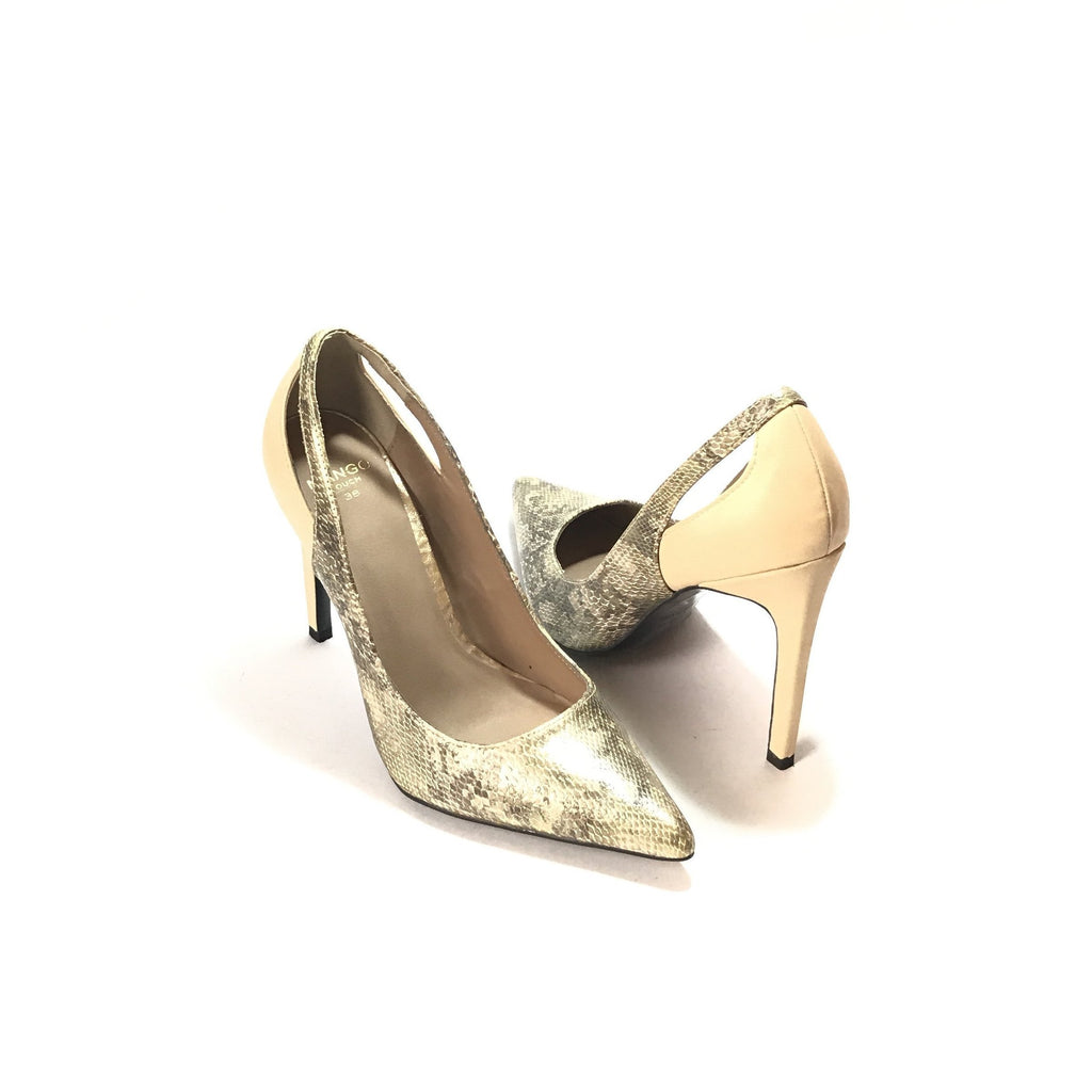 Mango Beige & Gold Snakeskin Heels | Gently Used |