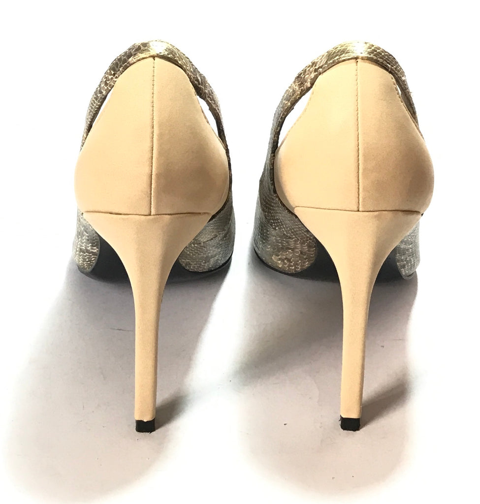 Mango Beige & Gold Snakeskin Heels | Gently Used |