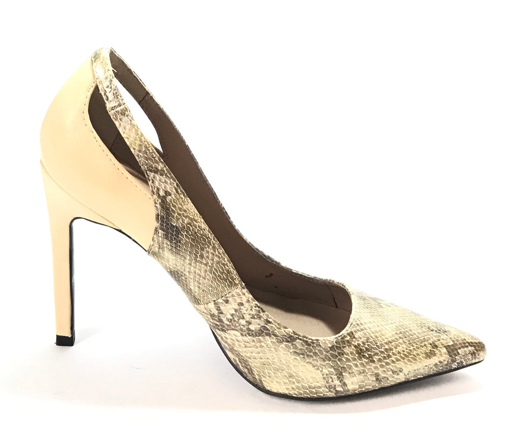 Mango Beige & Gold Snakeskin Heels | Gently Used |