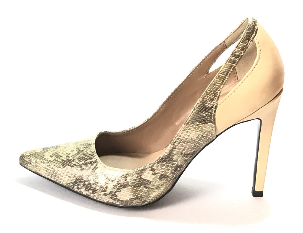 Mango Beige & Gold Snakeskin Heels | Gently Used |