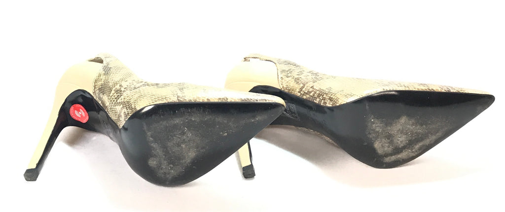 Mango Beige & Gold Snakeskin Heels | Gently Used |