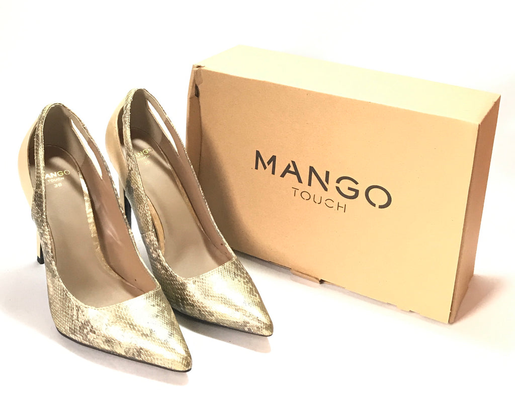 Mango Beige & Gold Snakeskin Heels | Gently Used |