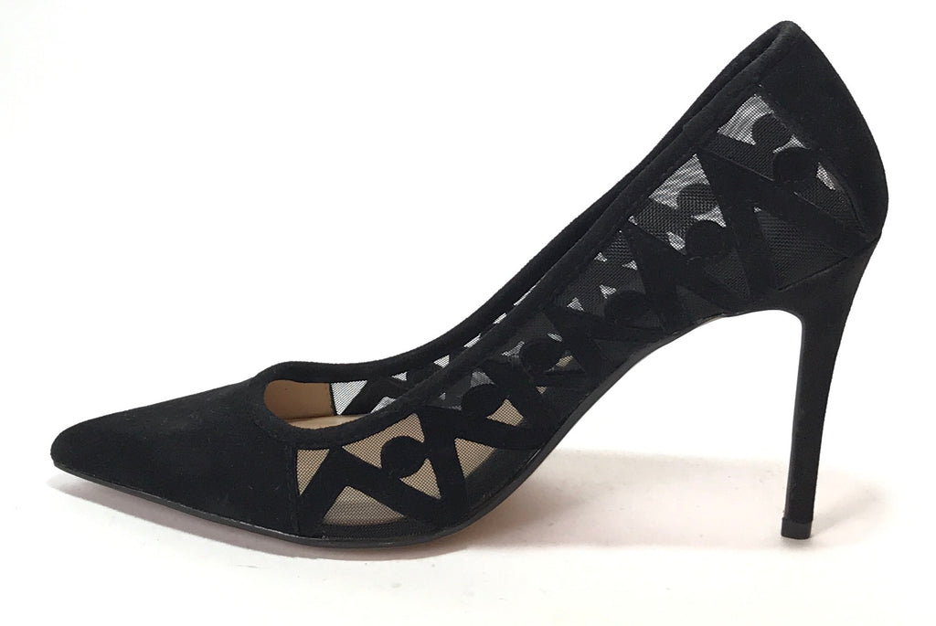 MANGO Black Suede Lace Pointed Pumps | Gently Used |