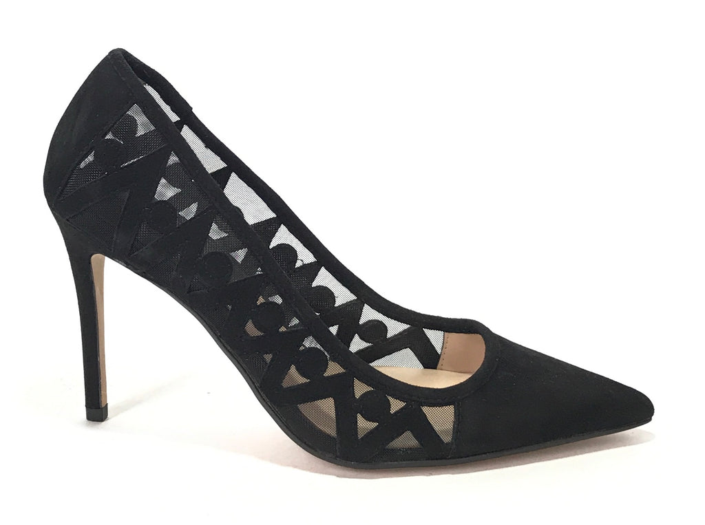 MANGO Black Suede Lace Pointed Pumps | Gently Used |