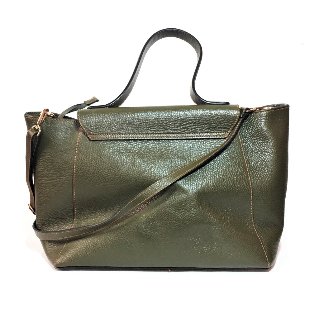 Mario Valentino Olive Green Leather Tote | Pre Loved |