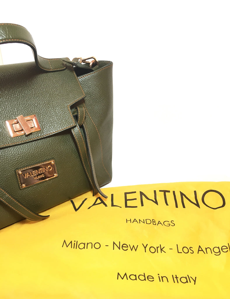 Mario Valentino Olive Green Leather Tote | Pre Loved |