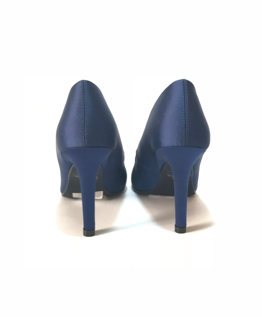 Marks & Spencer Rhinestone Cobalt Blue Satin Heels | Brand New |