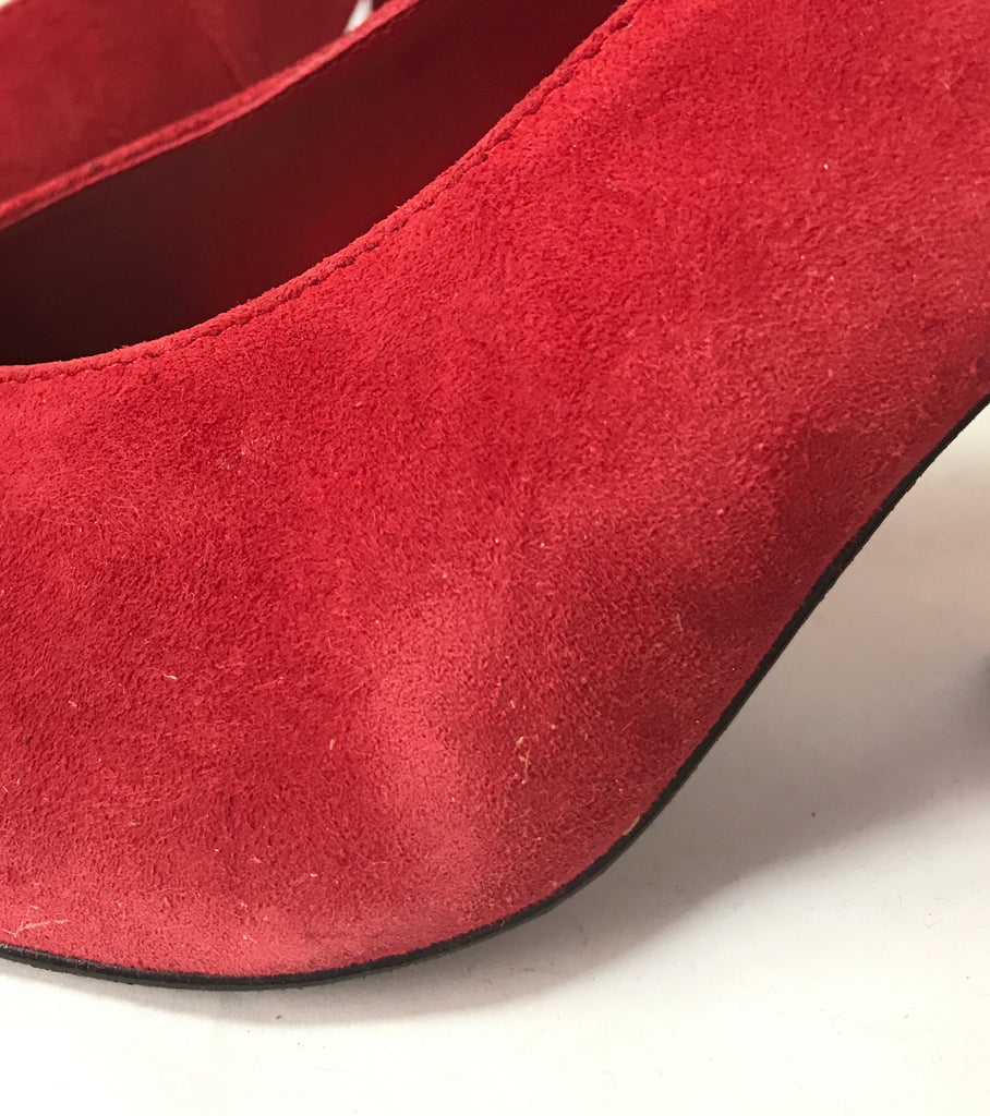 Marks & Spencer Red Pointed Suede Sling Back Mules | Like New |