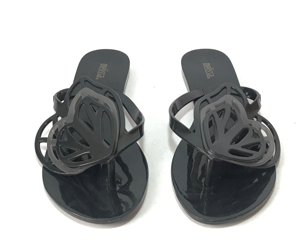 Melissa 'New Fly' Butterfly Black Sandals | Like New |