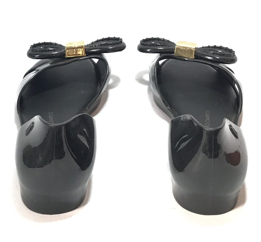 Melissa x Vitorino Campos Black Bow Peep Toe Flats | Gently Used |