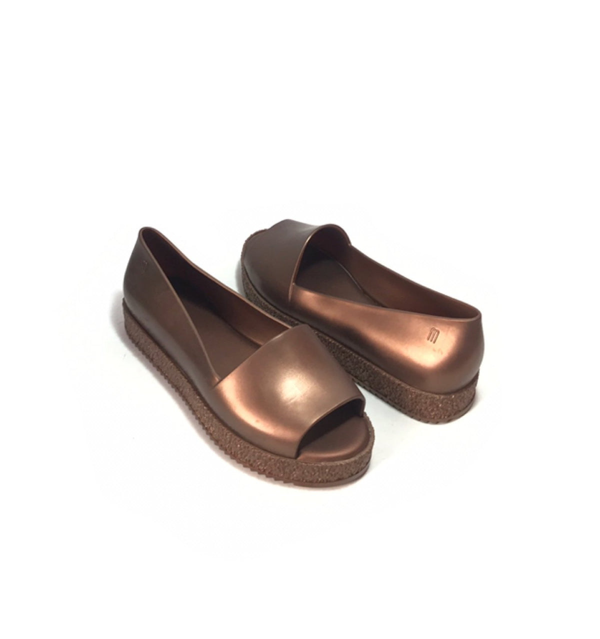 Melissa PUZZLE Bronze Peep Toe Walking Shoes Like New Secret