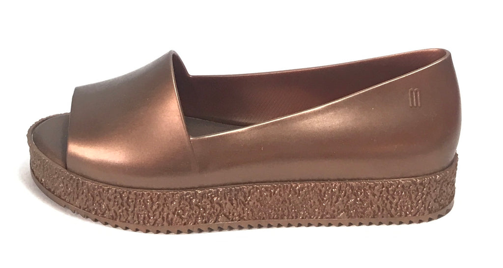 Melissa PUZZLE Bronze Peep Toe Walking Shoes Like New Secret Stash