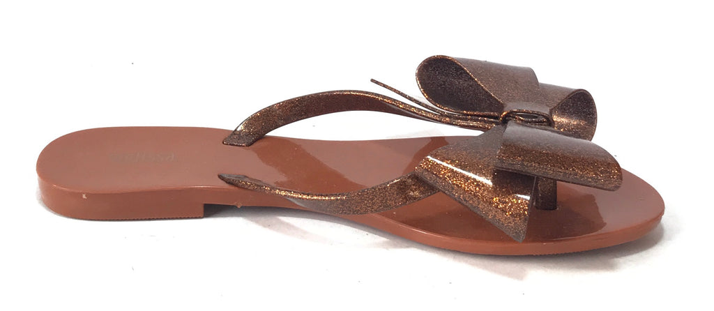 Melissa Bronze Glitter Bow Sandals | Like New |