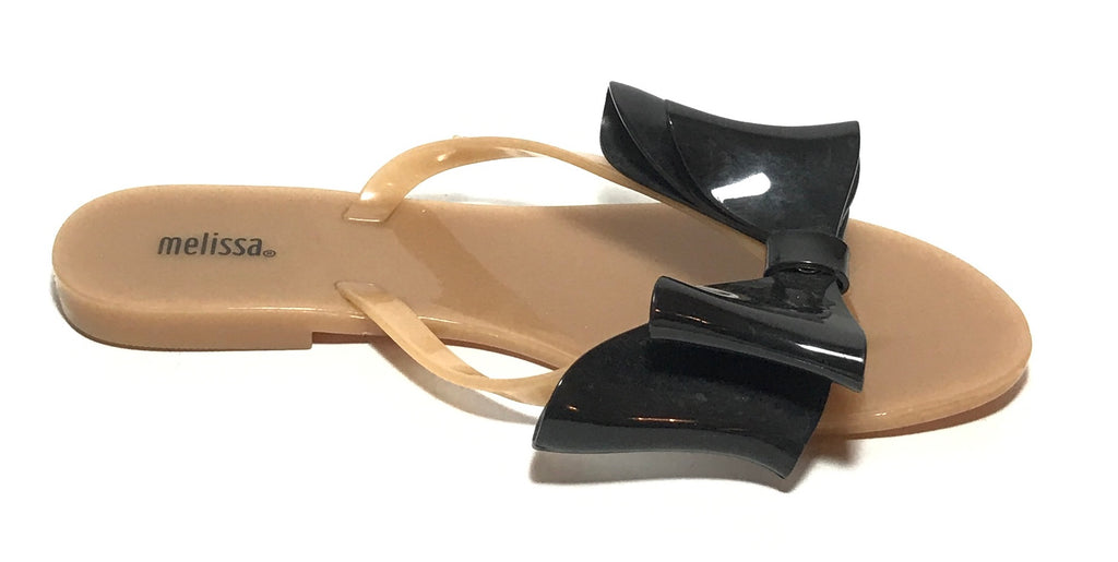 Melissa Beige & Black Bow Sandals | Like New |
