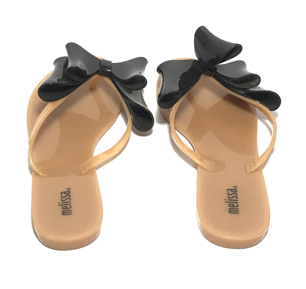 Melissa Beige & Black Bow Sandals | Like New |