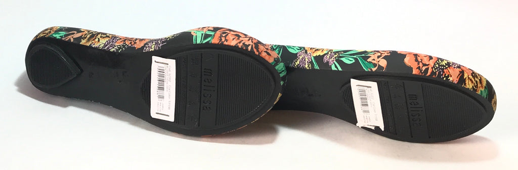 Melissa 'Ultragirl Preto' Printed Floral Ballet Flats | Like New |