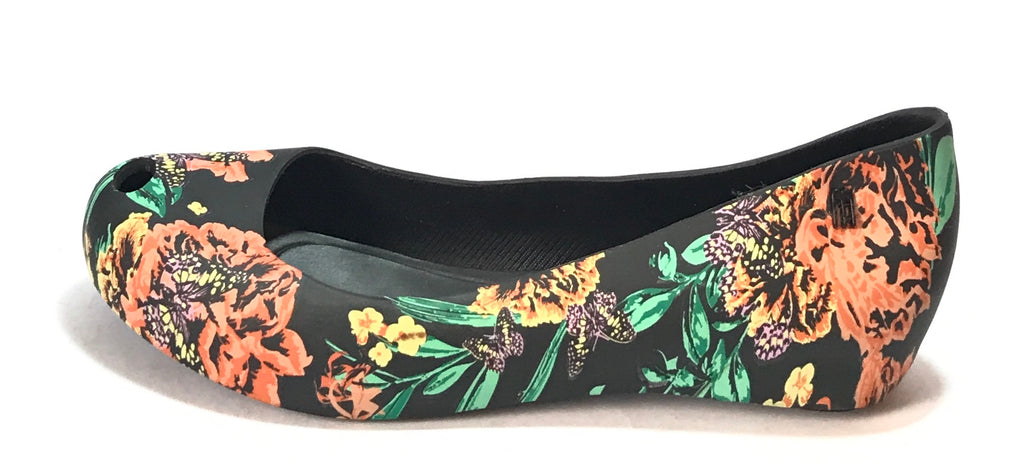 Melissa 'Ultragirl Preto' Printed Floral Ballet Flats | Like New |