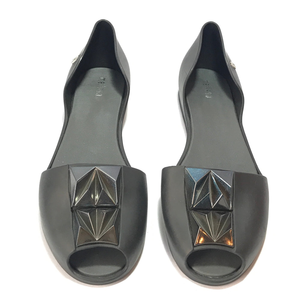 Melissa Black Crystal Embellished Ballet Flats | Like New |
