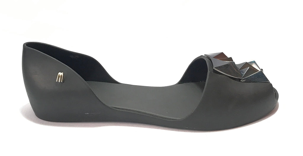 Melissa Black Crystal Embellished Ballet Flats | Like New |