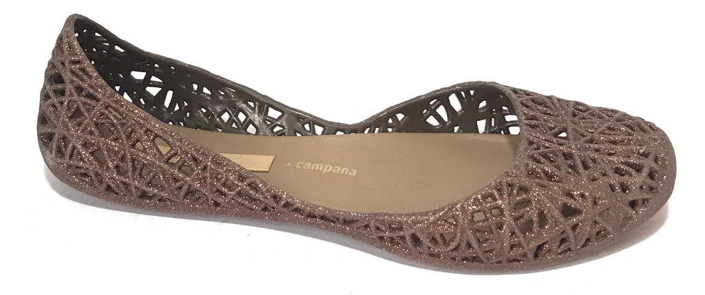 Melissa Bronze Glitter Web Ballet Flats | Like New |