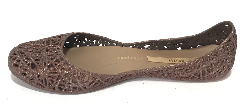 Melissa Bronze Glitter Web Ballet Flats | Like New |