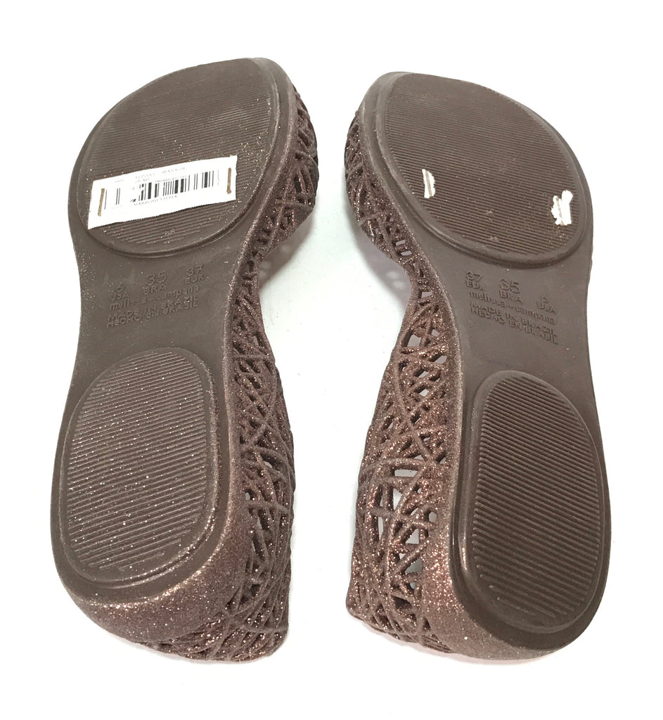 Melissa Bronze Glitter Web Ballet Flats | Like New |