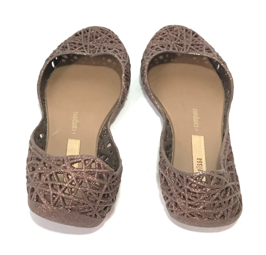 Melissa Bronze Glitter Web Ballet Flats | Like New |