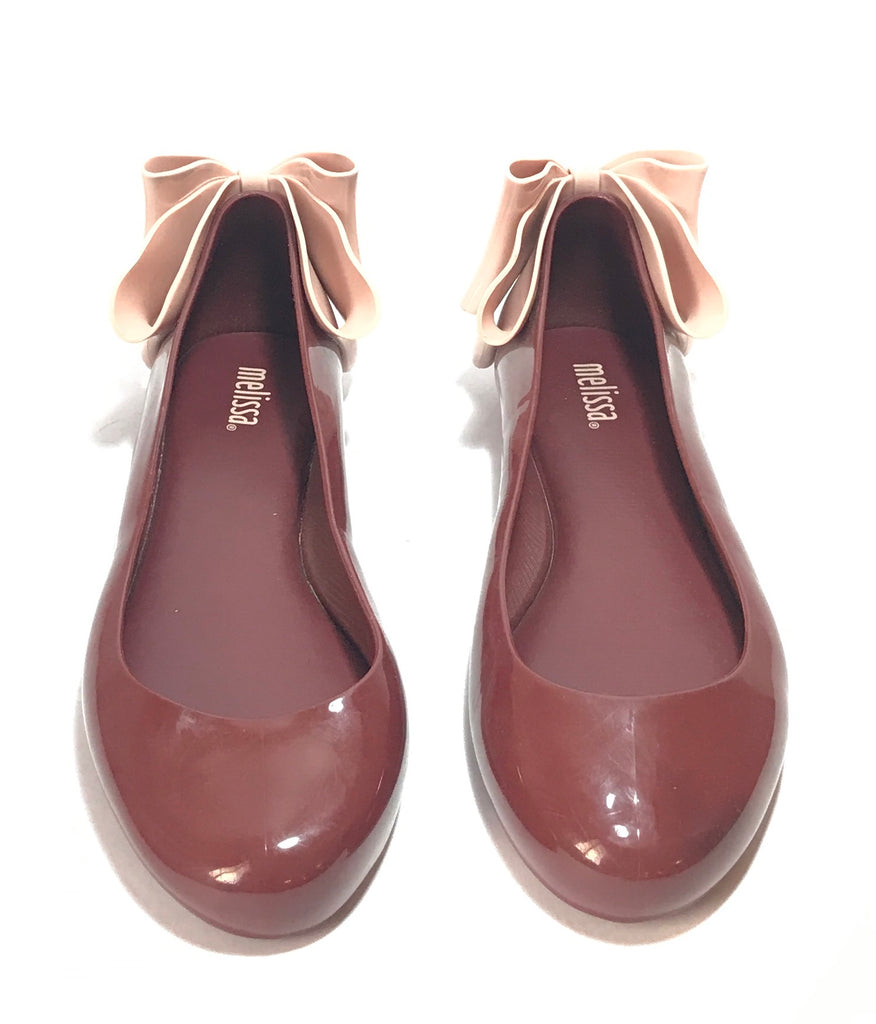 Melissa Maroon Space Love Bow Ballet Flats | Gently Used |