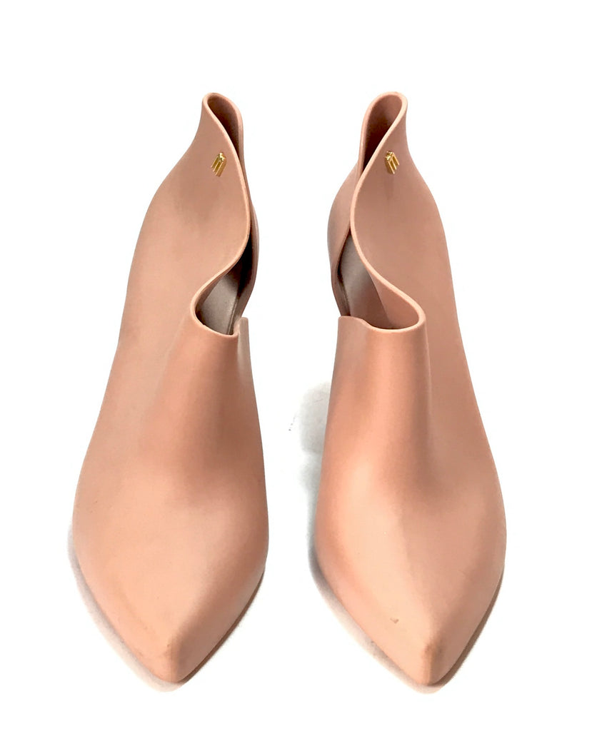 Melissa 'DRAMA FLOCK' Nude Pink Ankle Boots | Like New |