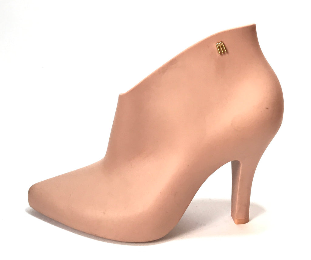 Melissa 'DRAMA FLOCK' Nude Pink Ankle Boots | Like New |