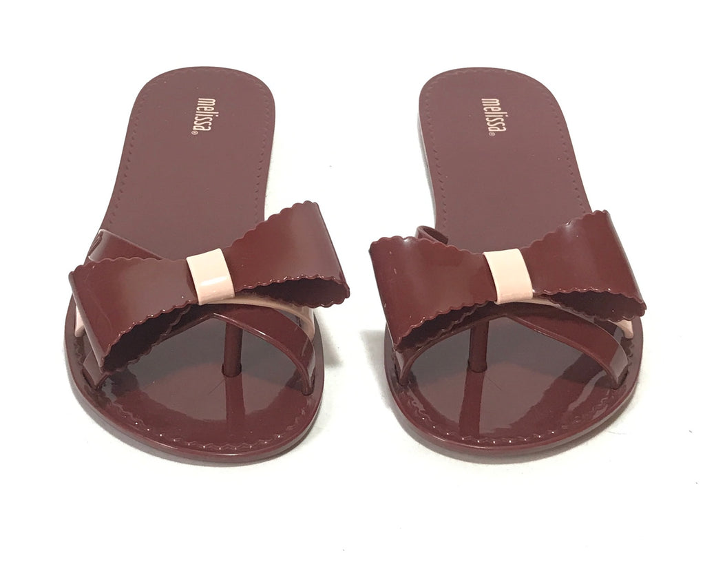 Melissa Maroon & Pink Bow Sandals | Like New |
