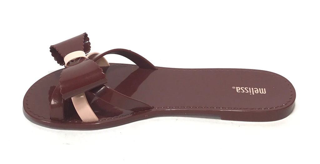Melissa Maroon & Pink Bow Sandals | Like New |