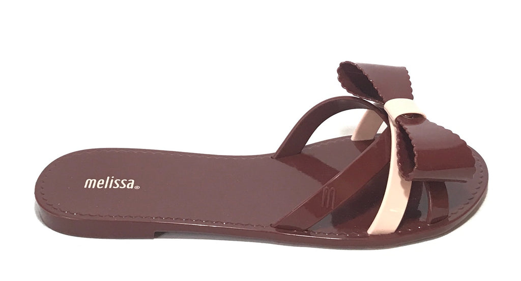 Melissa Maroon & Pink Bow Sandals | Like New |