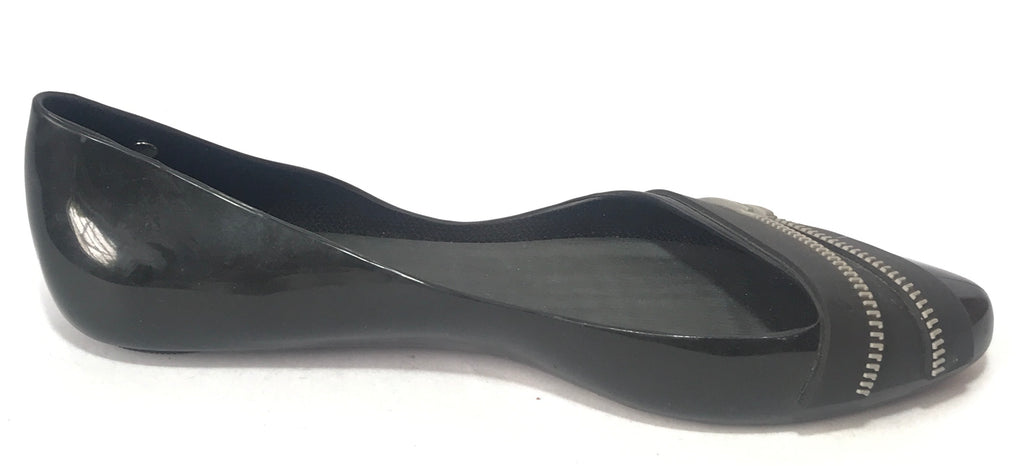 Melissa x Karl Lagerfeld 'Trippy Zip' Pointed Ballet Flats | Like New |