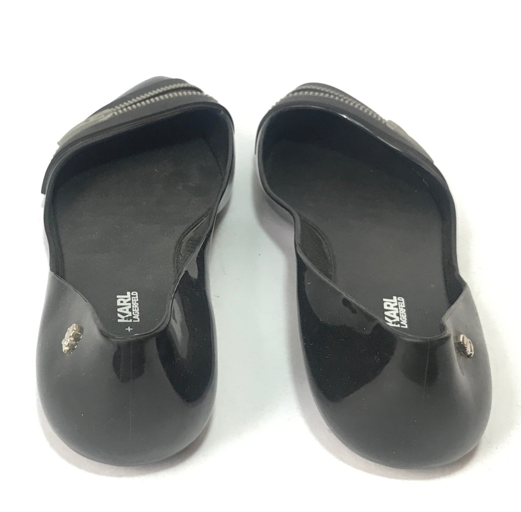 Melissa x Karl Lagerfeld 'Trippy Zip' Pointed Ballet Flats | Like New |