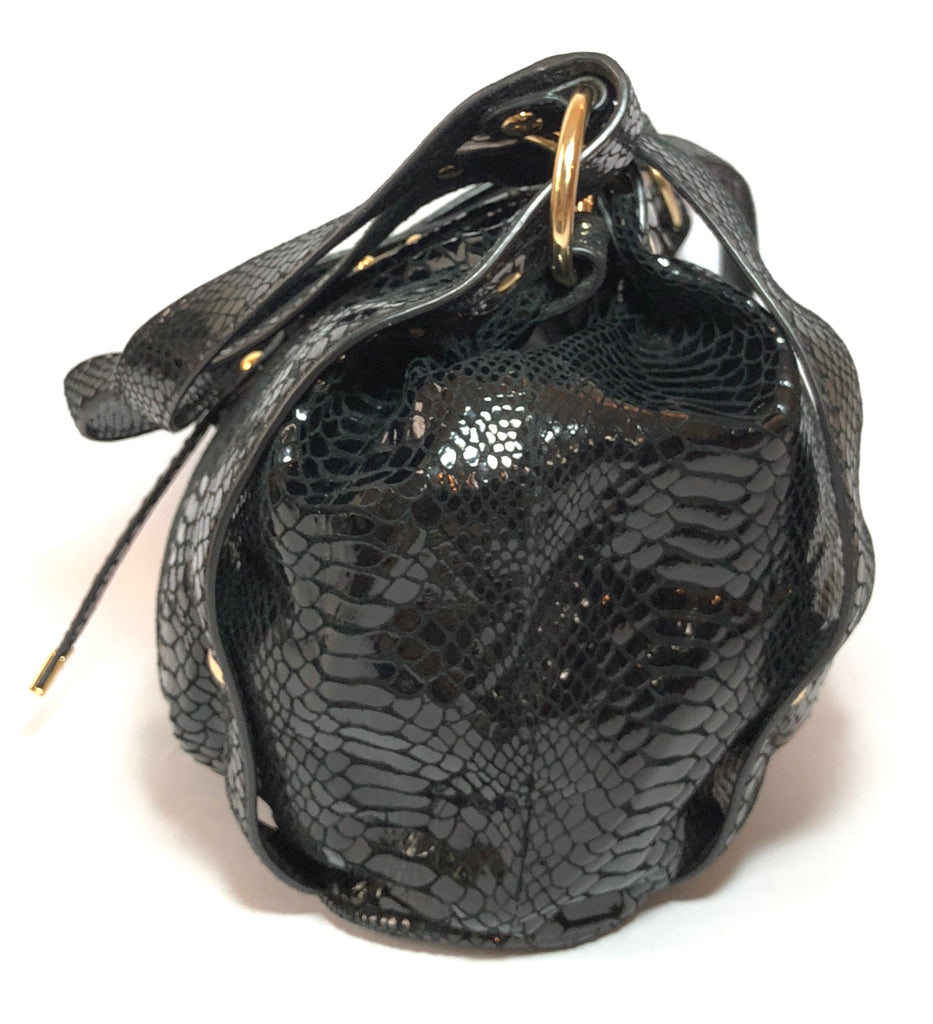 Michael Kors Black Metallic Snakeskin Leather Front Flap Shoulder Bag | Gently Used |