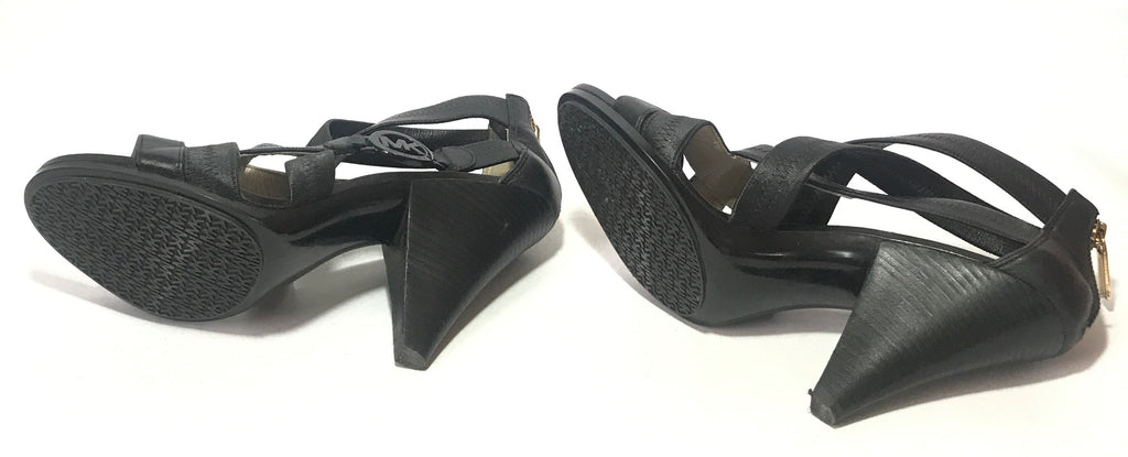 Michael Kors Black Leather Multi Strap Heels | Pre Loved |