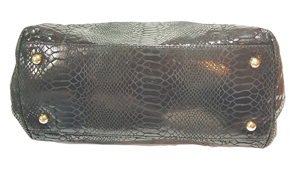 Michael Kors Black Snakeskin Embossed Shoulder Bag Pre Loved