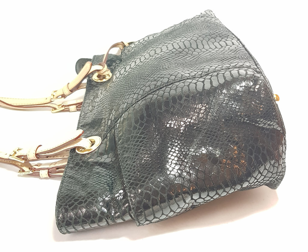 Michael Kors Black Snakeskin Embossed Shoulder Bag Pre Loved