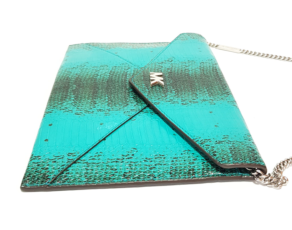 Michael Kors Barbara Snakeskin Envelope Clutch Like New Secret Stash