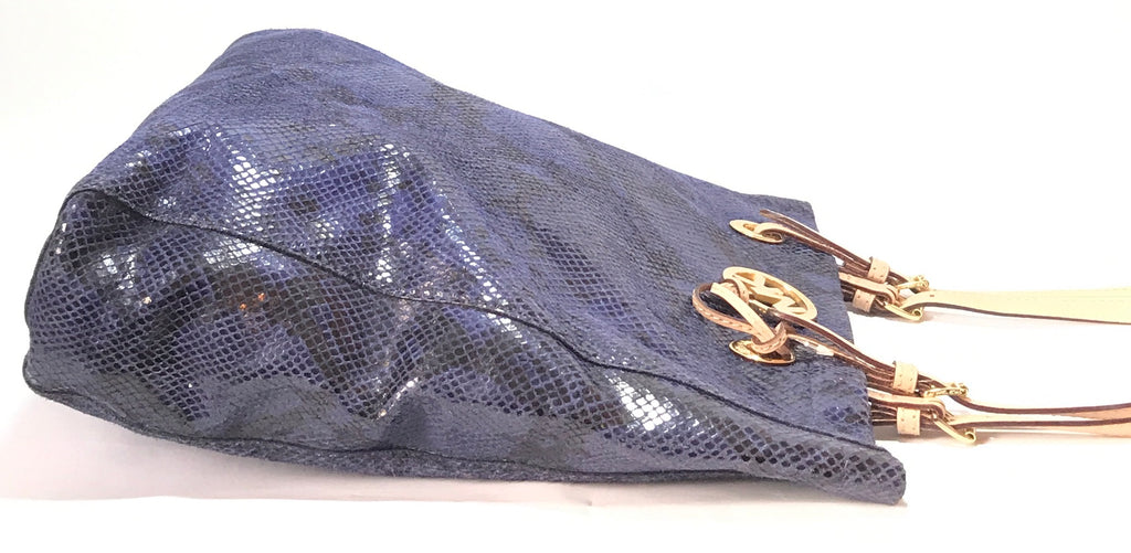 Michael Kors Blue Snakeskin Embossed Shoulder Bag | Pre Loved |