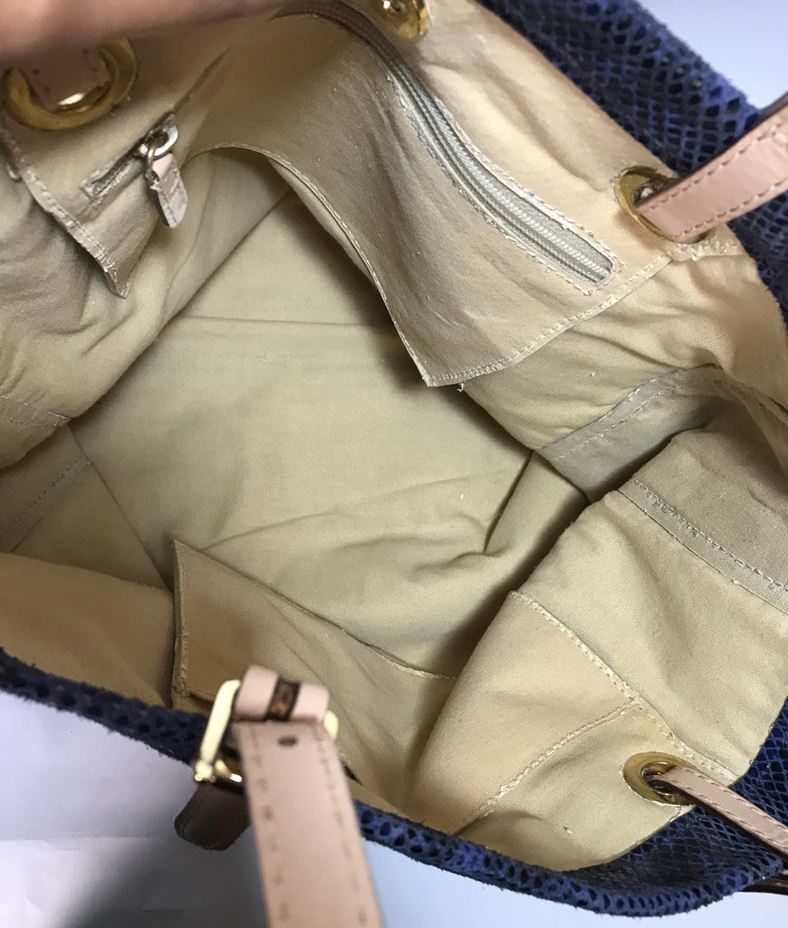 Michael Kors Blue Snakeskin Embossed Shoulder Bag | Pre Loved |