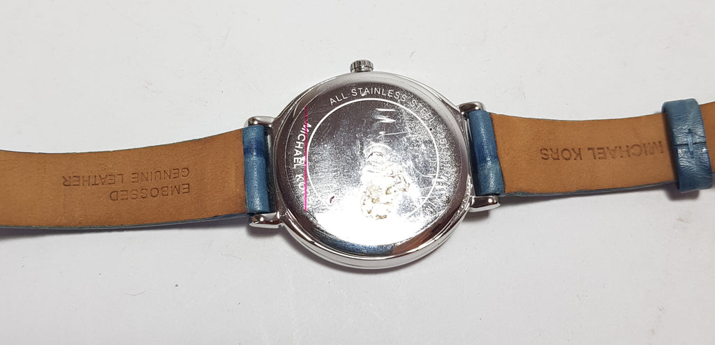 Michael Kors MK2661 Rhinestone & Blue Leather Strap Watch | Like New |