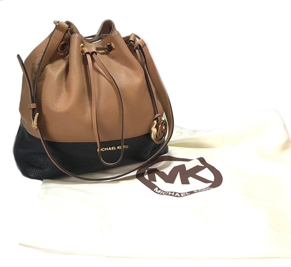Michael Kors JULES Tan & Black Bucket Bag | Pre Loved |
