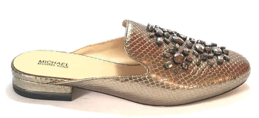 Michael Kors EDIE Metallic Slides Like New Secret Stash