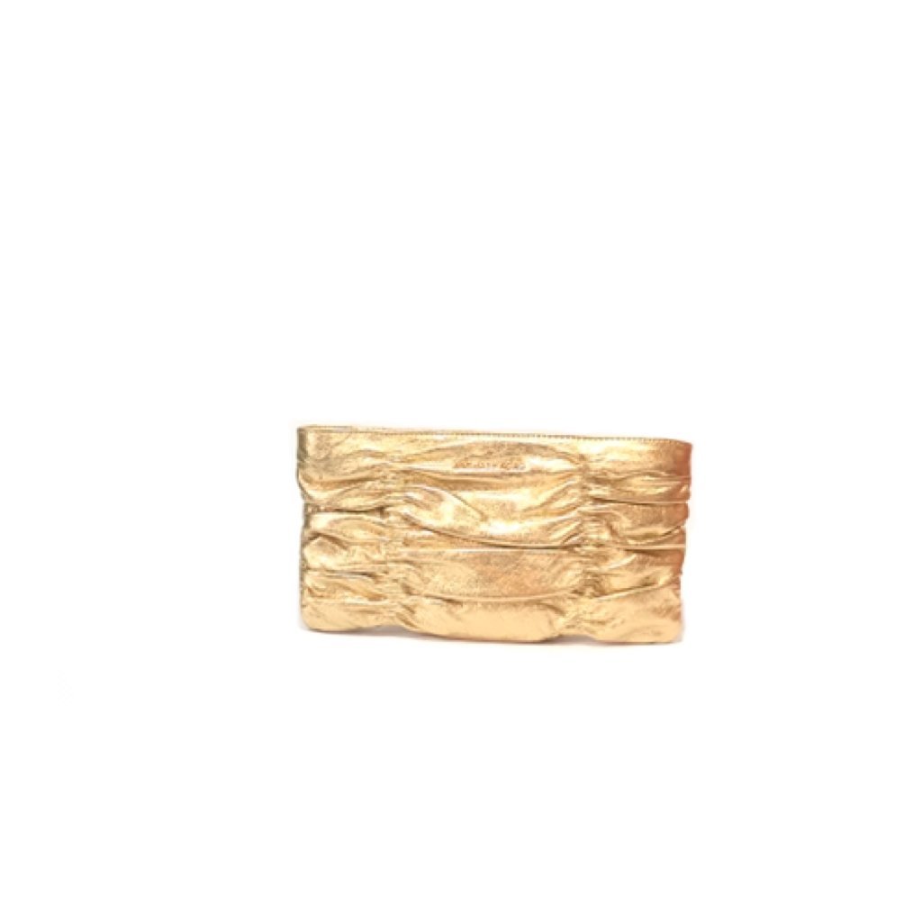 Michael Kors Gold Crinkled Leather Clutch | Like New |