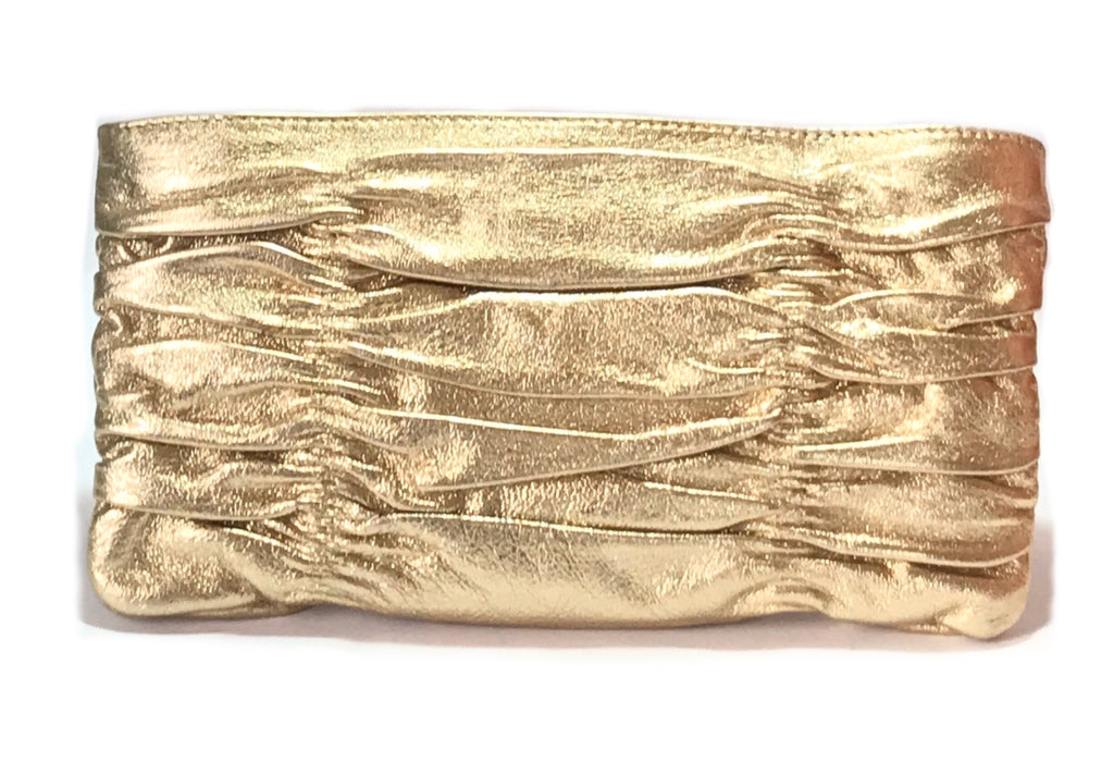 Michael Kors Gold Crinkled Leather Clutch | Like New |