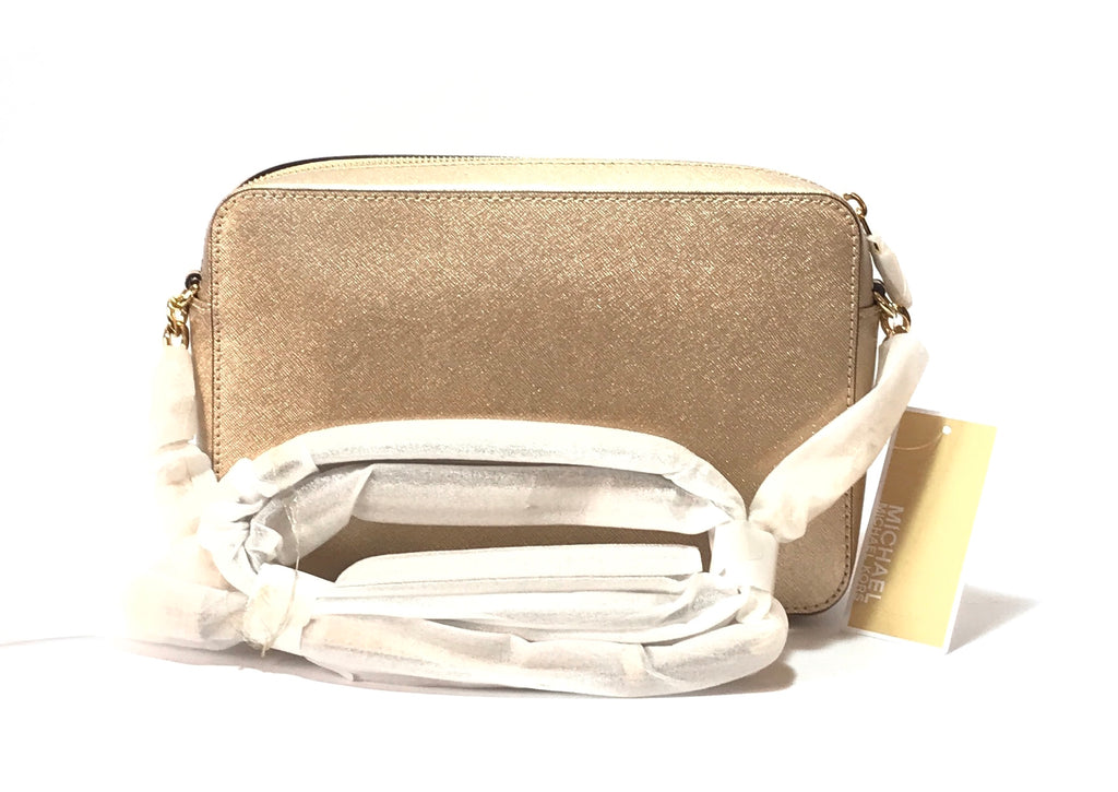 Michael Kors JET SET TRAVEL Large Pale Gold Cross Body Leather Bag | Brand New |