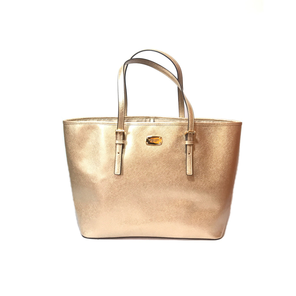 Michael Kors Jet Set Gold Saffiano Leather Tote  | Pre Loved |