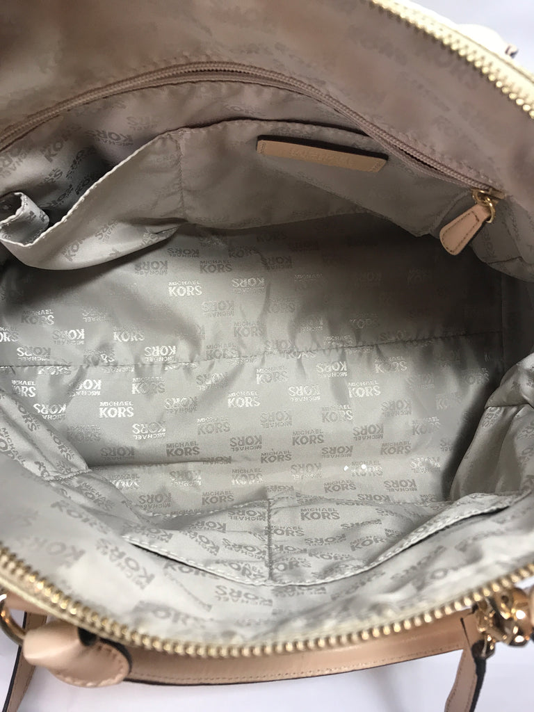Michael Kors Gold Monogram Embossed Patent Tote Bag | Pre Loved |